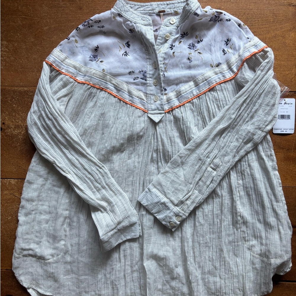 Free People Neutral Striped Top